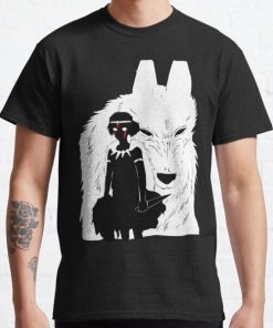 Princess Mononoke And Wolf Illustration - Black And White Classic T-Shirt RB0812 product Offical Shirt Anime Merch