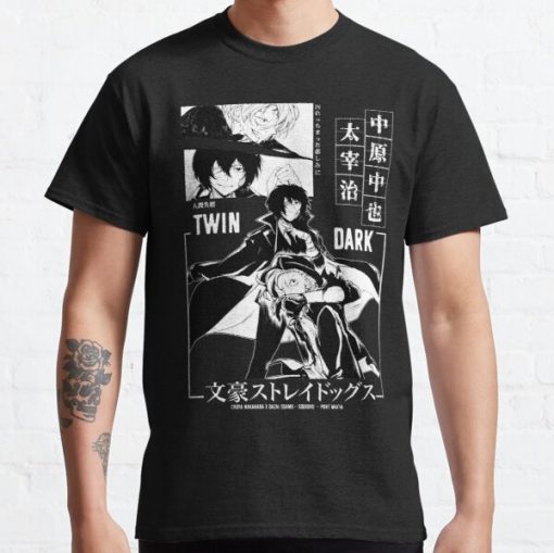 Soukoku Bungou Stray dogs Chuyaa and Dazai Classic T-Shirt RB0812 product Offical Shirt Anime Merch