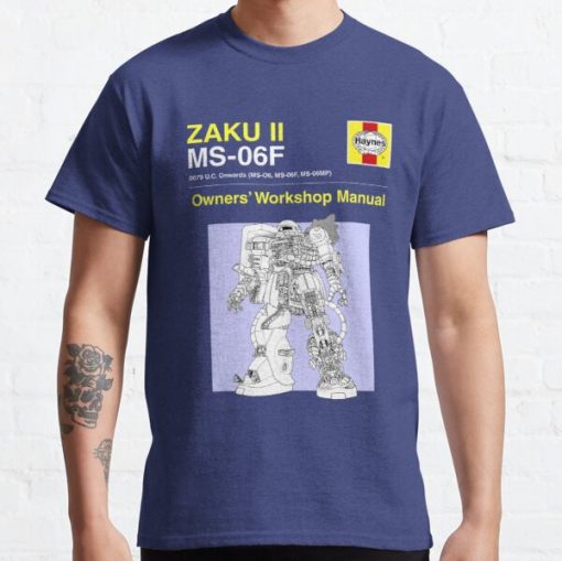 Gundam - Zaku ii - Owner's Manual Classic T-Shirt RB0812 product Offical Shirt Anime Merch