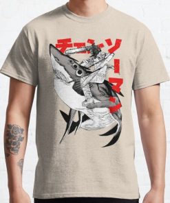 Chainsaw man riding shark  Classic T-Shirt RB0812 product Offical Shirt Anime Merch