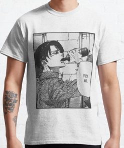 Levi Ackerman "Fuck Off" Sticker Classic T-Shirt RB0812 product Offical Shirt Anime Merch