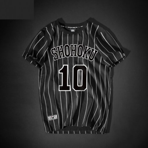 slam dunk hanamichi sakuragi no10 striped t shirt - Shirt Anime™