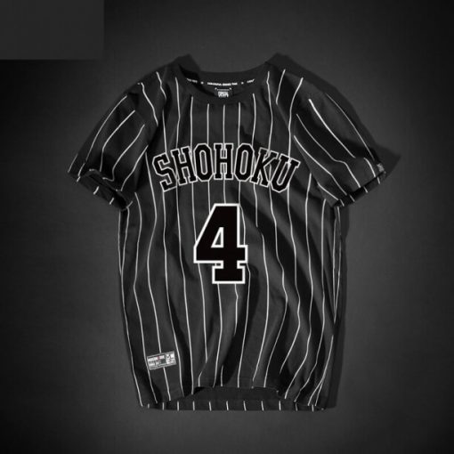slam dunk no4 akagi takenori tshirt striped black tee - Shirt Anime™